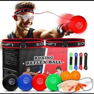 Soul Shift Boxing Reflex Trainer Set W/ 4 Balls, 2 Headbands, Glasses & Bonus